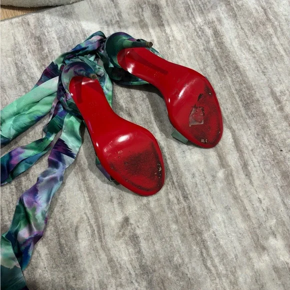Christian Louboutin Vibrant Silk Wrap Sandals - Picture 2 of 3